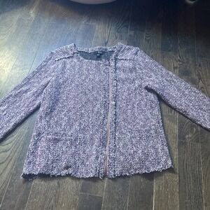 ANA Ladies Zipper Front Marbleized Cardigan Sweater‎ Pink Marble Womens XL Knit